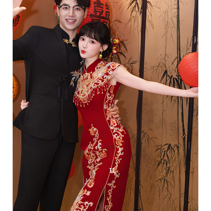 红色秀禾出阁婚服旗袍敬酒服新娘2026新款新中式订婚礼服高级结婚,淘宝优惠券,粉丝福利购,淘宝优惠卷