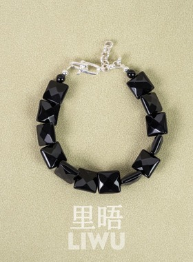 里晤S925纯银马蹄黑玛瑙手链新中式显白节日送女友送生日礼物