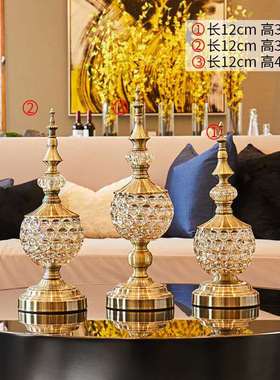 欧式玻璃金属糖果盘储物罐现代创意样板房装饰品家居摆件时尚软装