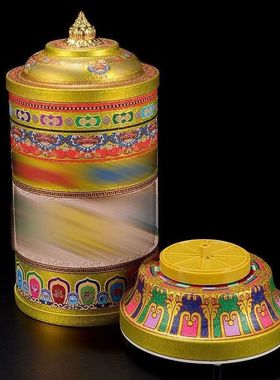 藏式电动转轮家用插电西藏族转桶转轮筒玄关客厅公室装饰摆件