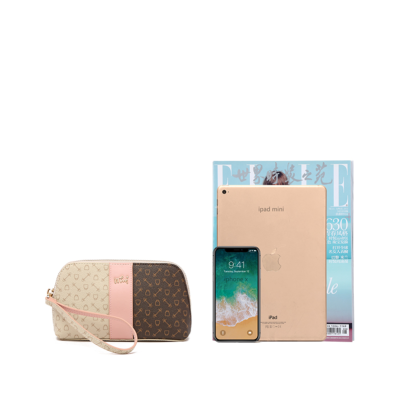 WHY马镫印花手拿包撞色新款手腕包女士零钱包手机包多功能麻将包 - 图3