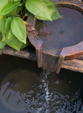 定制水幕墙流水盆流水罐带出水口庭院水景观陶罐带嘴花园造景摆件