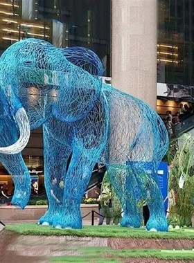 铁艺不锈钢镂空大象雕塑户外定制公园林草地大型景观摆件牧场装饰