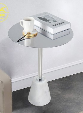 欧式大理石圆形边几客厅沙发电视柜角几茶几酒店别墅阳台咖啡圆桌