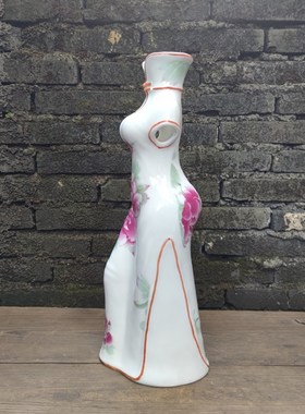 中式传统特色礼物 居家装饰花瓶人物摆设 手工彩花旗袍工艺品