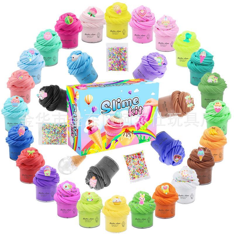 30pcs 30ml史莱姆棉花泥泡芙胶玩具彩泥套装亚马逊批发 Slime kit - 图0