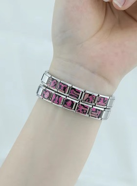 钛钢粉色系列手链DIY女现速发货