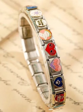 Hapiship情侣女钛钢原创手链diy