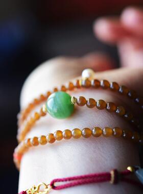 一斤钻戒 天然和田糖玉手串手链蜜糖一样的甜 色泽均匀 精致 18K