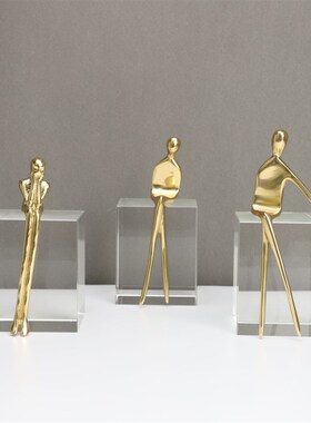 欧式铜人水晶样板房售楼部卧室书房客厅餐厅Q电视柜床头玄关摆件