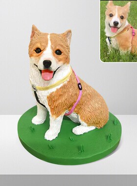 宠物桌面摆件软陶定制猫咪狗狗纯手工模型照片纪念创意礼物手办