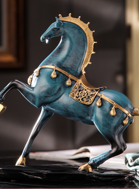 装饰品招财俊马摆件酒柜客厅办公室领导高档书桌面新中式马到成功