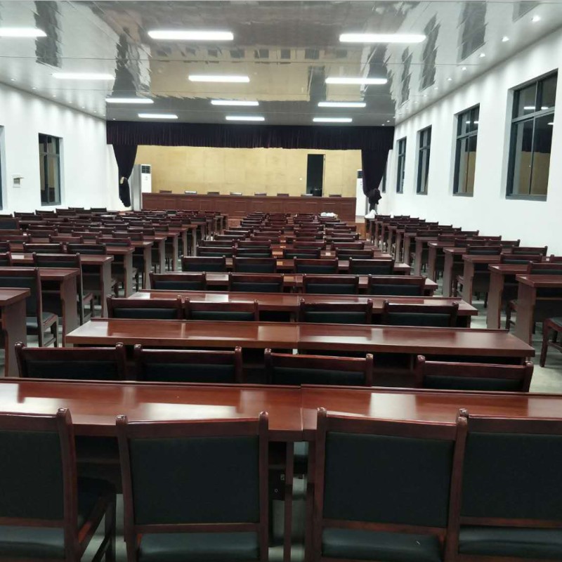 直销新品大小型会议桌q椅组合双人木皮油漆条形党员会议室培训主 - 图2