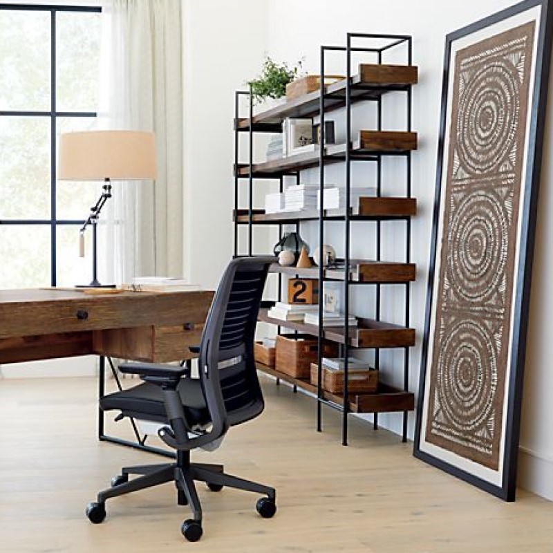 Iron solid wood bookshelf, American display rack, floor-to-ceiling wall-mounted living room storage rack, retro partition, multi-layer office bookcase