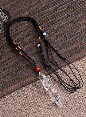 天然白水晶文昌笔吊坠项坠挂件情侣水晶男女情侣饰品礼物