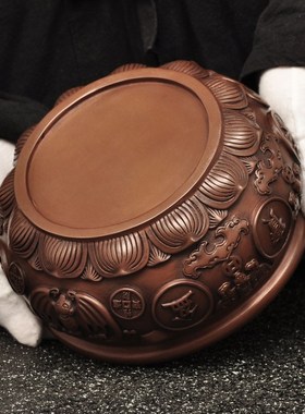 紫铜聚宝盆招财摆件家居客厅电视柜玄关办公室装饰品乔迁开业礼品