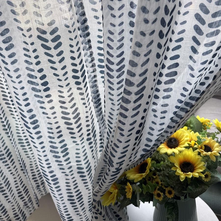 Fashionable pastoral leaf printed finished curtains, gauze curtains, polyester and linen bay windows, leaf partitions, decorative curtains, study curtains