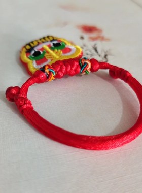 极速端午节五彩绳手链婴儿童成人手工编织L红绳朱砂包胎发老虎香