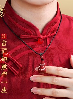 极速【五台山】天然朱砂葫芦吊坠女D紫金砂钥匙扣挂件手机链项链
