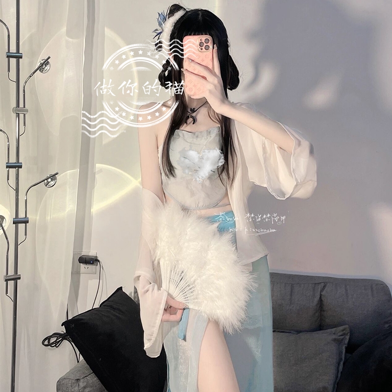 寝服款女公主汉服古风超仙性感古代睡裙贵妃古装睡衣宫廷内衣情调 - 图0