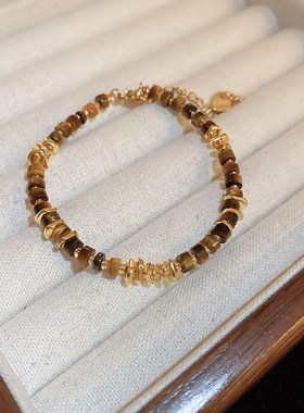 人造虎眼石款几何手链时尚复古设计感串珠手串小众轻奢气质手饰女