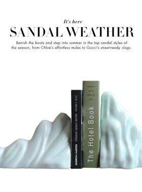 现代新中式创意陶瓷假山书靠x摆件样板房书房书立书档软装饰品摆