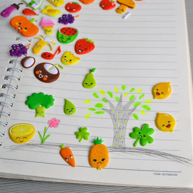 儿童贴画立体3D贴纸水果卡通表情可爱笑脸萌萌果标标签幼儿园粘贴,淘宝优惠券,粉丝福利购,淘宝优惠卷