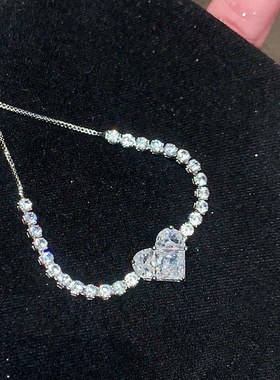 满钻爱心锆石手链女生小众闺蜜手串手链粉钻手绳手饰环首饰品