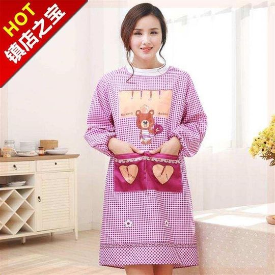 New custom apron for kitchen clothes for women, kitchen s room stove mother dress men and women back dress y one-piece dishwashing long sleeves