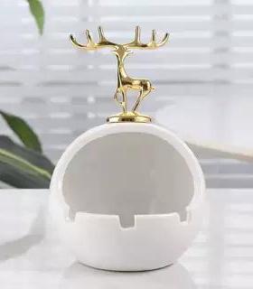 金鹿陶瓷烟灰缸防灰防风摆件