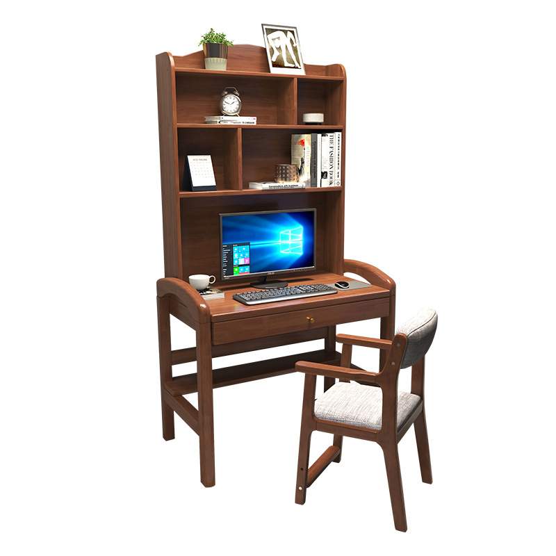 全实木书桌书架一体可升降儿童学习桌家用卧室电脑桌办公桌小户型 - 图3