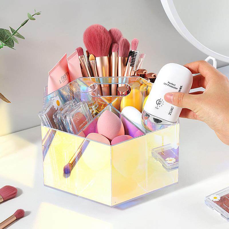 桌面旋转笔筒收纳盒办公室书桌文具置物架桌上透明亚克力分格笔桶,淘宝优惠券,粉丝福利购,淘宝优惠卷