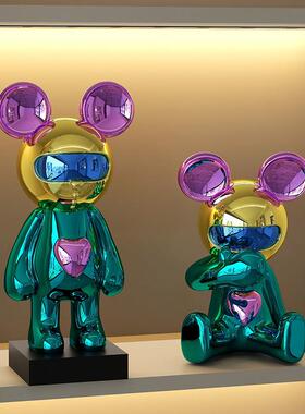 网红潮玩爱心熊小公仔暴力熊客厅摆件玄关展示柜电视柜酒柜装饰品