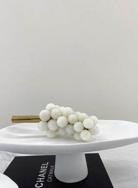 简约现代黑白高脚水果盘售楼处家居客厅电视柜茶几树脂收纳托盘