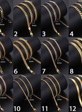 极速Gold Chain For Men Women Wheat Figaro Rope Cuban Li.nk C