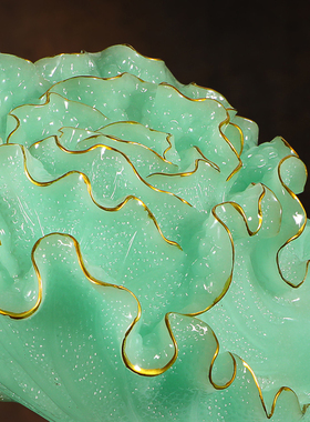 极速招財玉白f菜摆件工艺品中式客厅酒柜玄关装饰品店铺开业乔迁