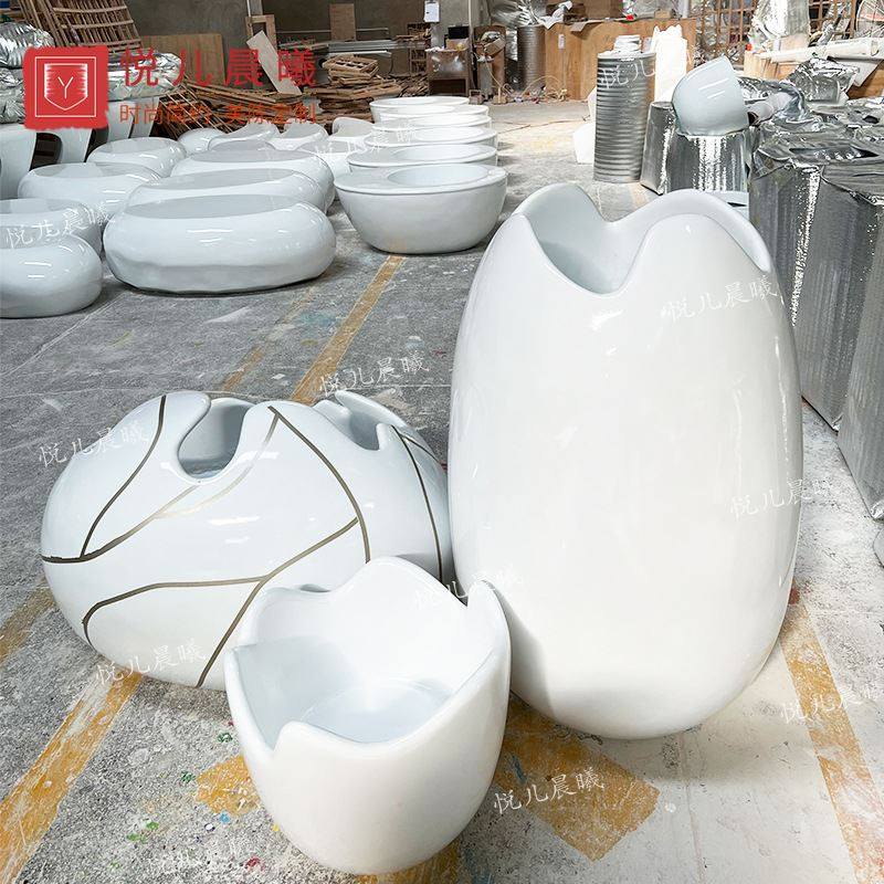 极速玻璃纤维花盆商场购物中心鸡蛋壳造型落O地花瓶户外公园景观,淘宝优惠券,粉丝福利购,淘宝优惠卷