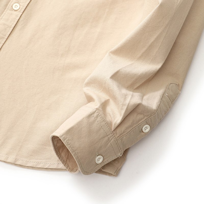 2024春秋季新款简约纯棉长袖衬衫立领男士无领衬衣新中式通勤上衣 - 图2