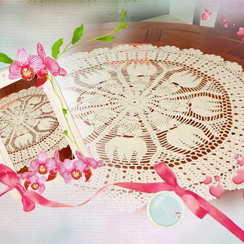 手工钩花圆形居家布o艺镂空桌布蕾丝台布盖布防尘盖巾中式喜庆精,淘宝优惠券,粉丝福利购,淘宝优惠卷