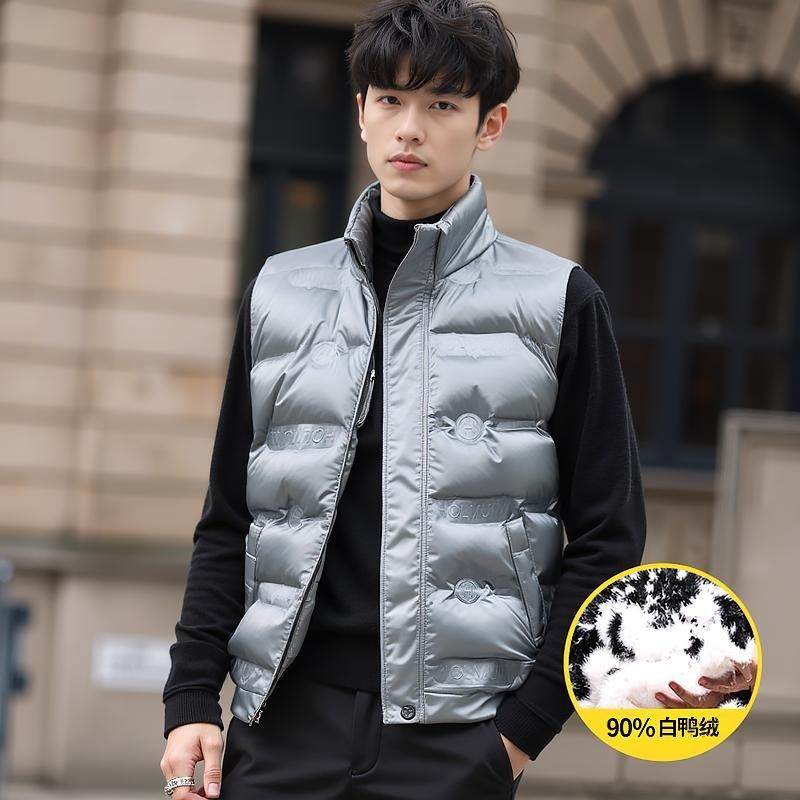 白鸭绒亮面马甲男羽绒背心外套简约休闲黑色无袖秋冬坎肩马夹无袖,淘宝优惠券,粉丝福利购,淘宝优惠卷