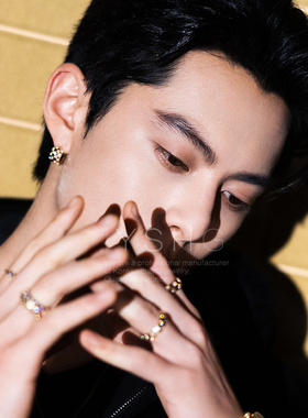 王鹤棣同款戒指 经典格纹戒指食指尾戒指环轻奢高级感小众百搭