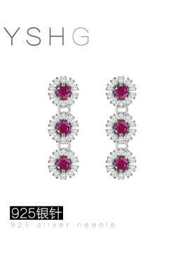 韩剧安娜裴秀智同款耳环 郑恩彩三颗红色耳钉精致轻奢高级感耳饰
