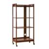 Movable multifunctional storage rack floor-standing bookshelf restaurant kitchen microwave oven storage rack simple shelf all solid wood