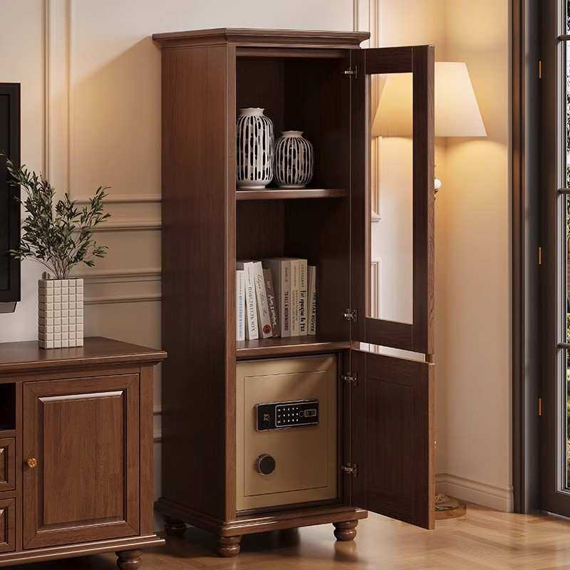 实木电视边柜客厅家用隐藏式防盗保险柜小型储物柜保险箱一体书柜,淘宝优惠券,粉丝福利购,淘宝优惠卷