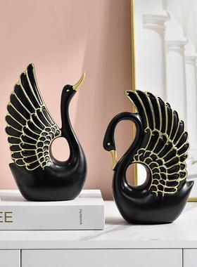 简约北欧家居情侣天鹅摆件客厅卧室玄关装饰品家具装饰商务礼品