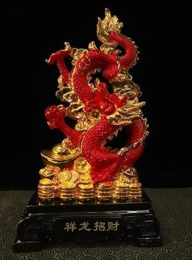 树脂沙金生肖龙风水龙摆件金龙工艺品招财开业礼品办公室桌面摆设