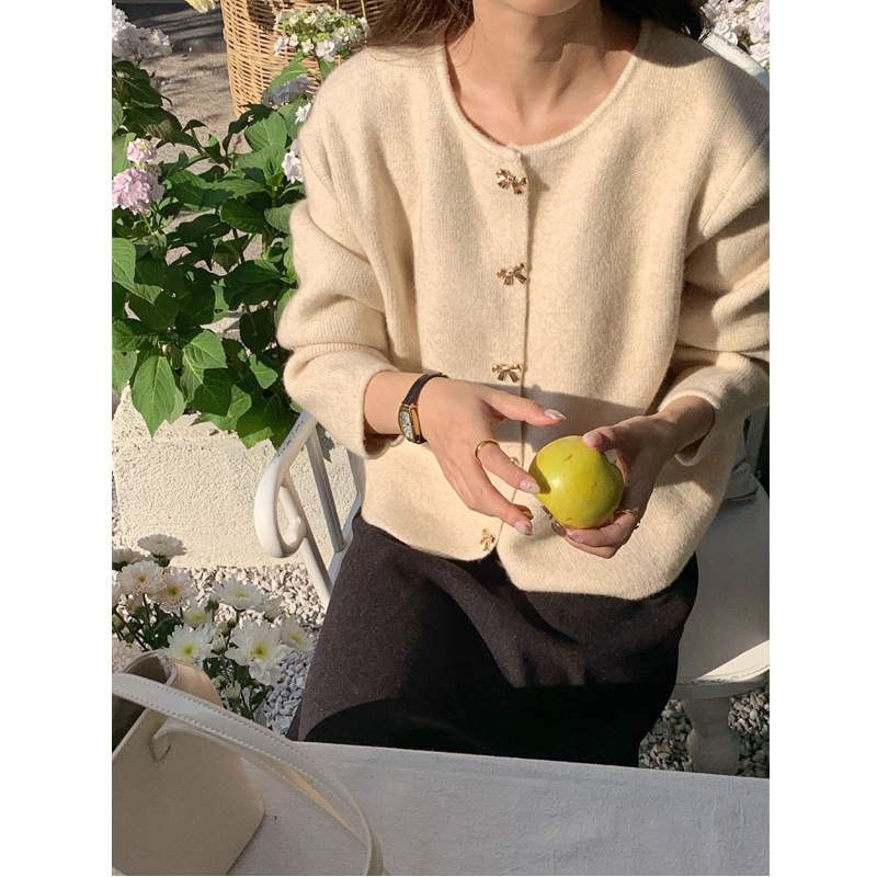 小香风软糯毛衣短款女氛围感长袖内搭针织开衫上衣春秋季L