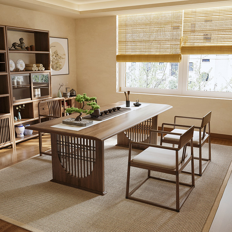 侘寂风实木茶桌现代简约家用茶台高端大平层岛台茶桌设计师办公桌,淘宝优惠券,粉丝福利购,淘宝优惠卷