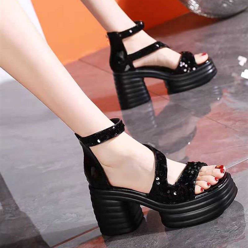 2024年爆款防水台显瘦气质百搭夏季粗跟厚底女士方根复古高跟鞋,淘宝优惠券,粉丝福利购,淘宝优惠卷