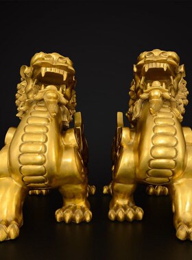 纯铜貔貅如意金钱貔貅远古神兽黄铜摆件室内客厅桌面招财摆放用品